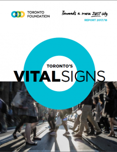 تصویر همراه نوشتهٔ دیده بان حیاتی تورنتو (Toronto's Vital Signs)